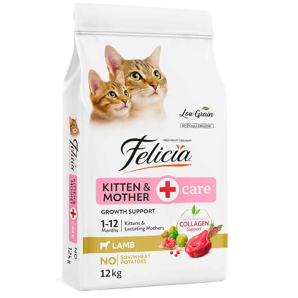 Felicia Kolajenli Düşük Tahıllı Kuzulu Yavru Kedi Maması 12 Kg
