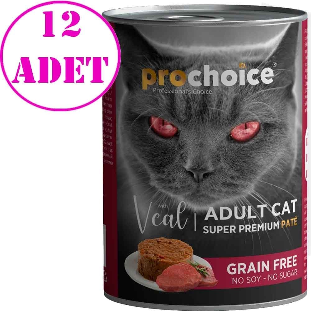 Pro Choice Dana Etli Tahılsız Ezme Yetişkin Kedi Konservesi 400 Gr 12 AD