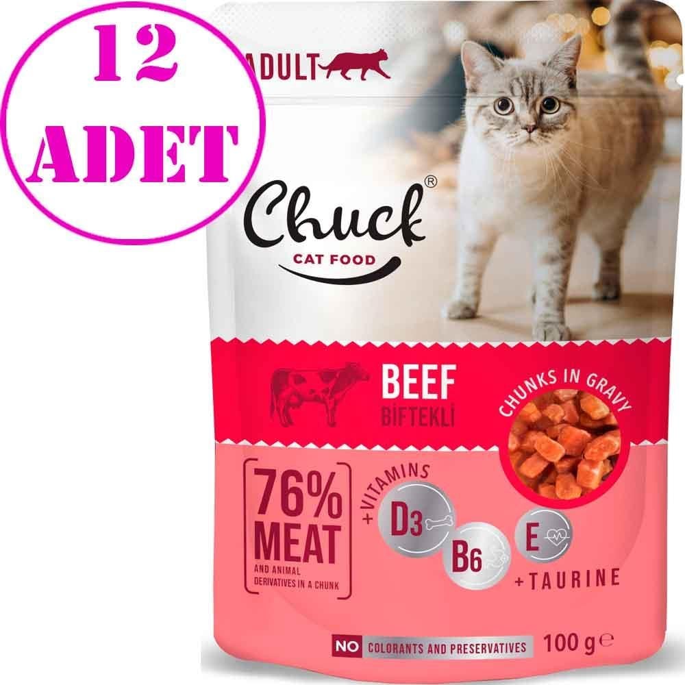 Chuck Kedi Yaş Maması Dana Etli 100 Gr 12 AD