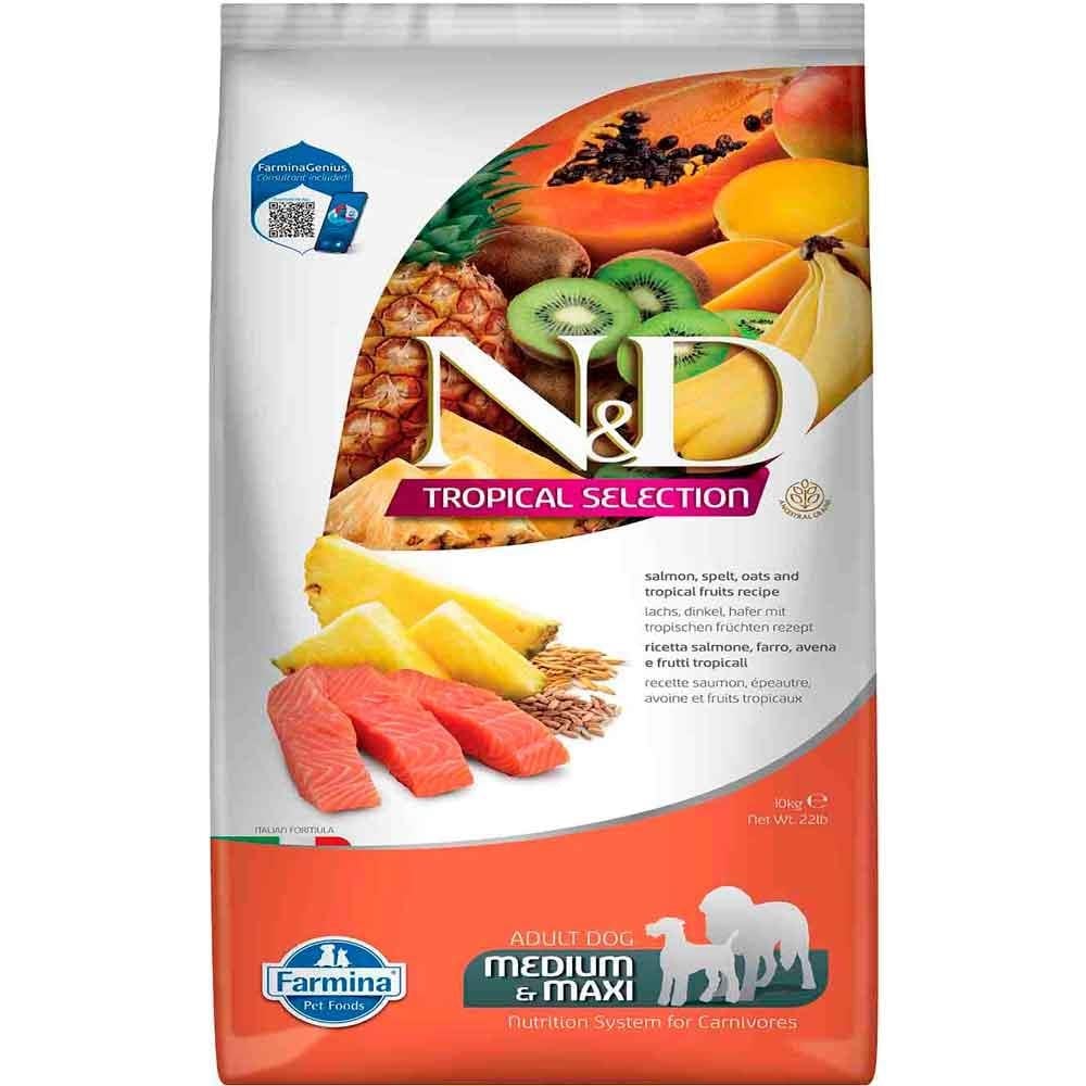 ND Tropical Meyveli Orta ve Büyük Irk Köpek Maması Somonlu 10 Kg