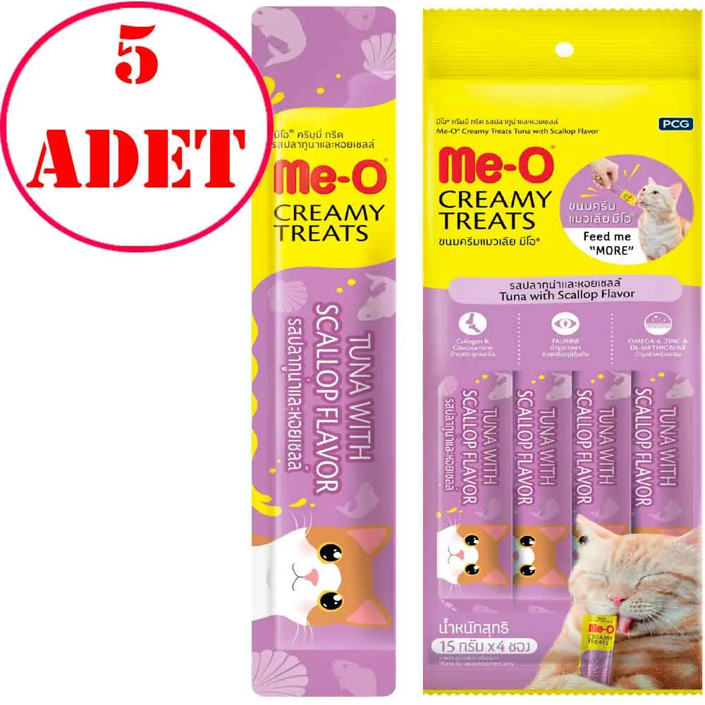 Meo Ton ve Deniz Tarağı Krema Kedi Ödülü Kedi Çorbası 4x15 gr 5 AD