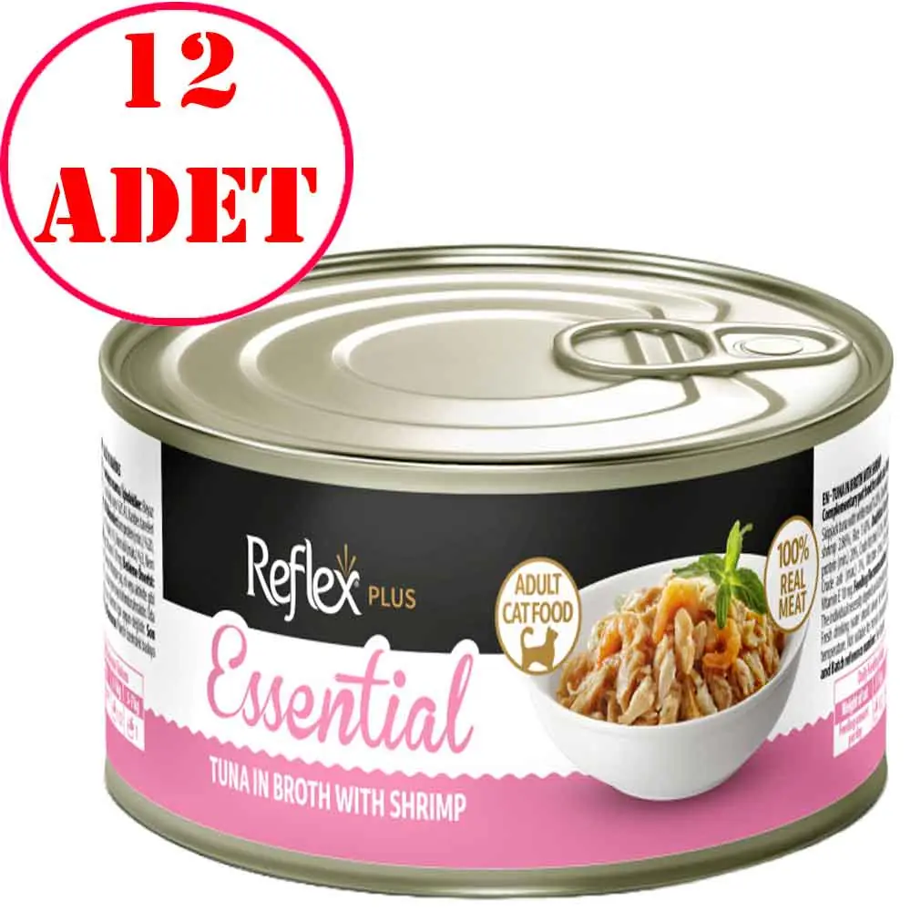 Reflex Plus Essential Ton Balıklı ve Karidesli Yetişkin Kedi Konservesi 70 Gr 12 AD