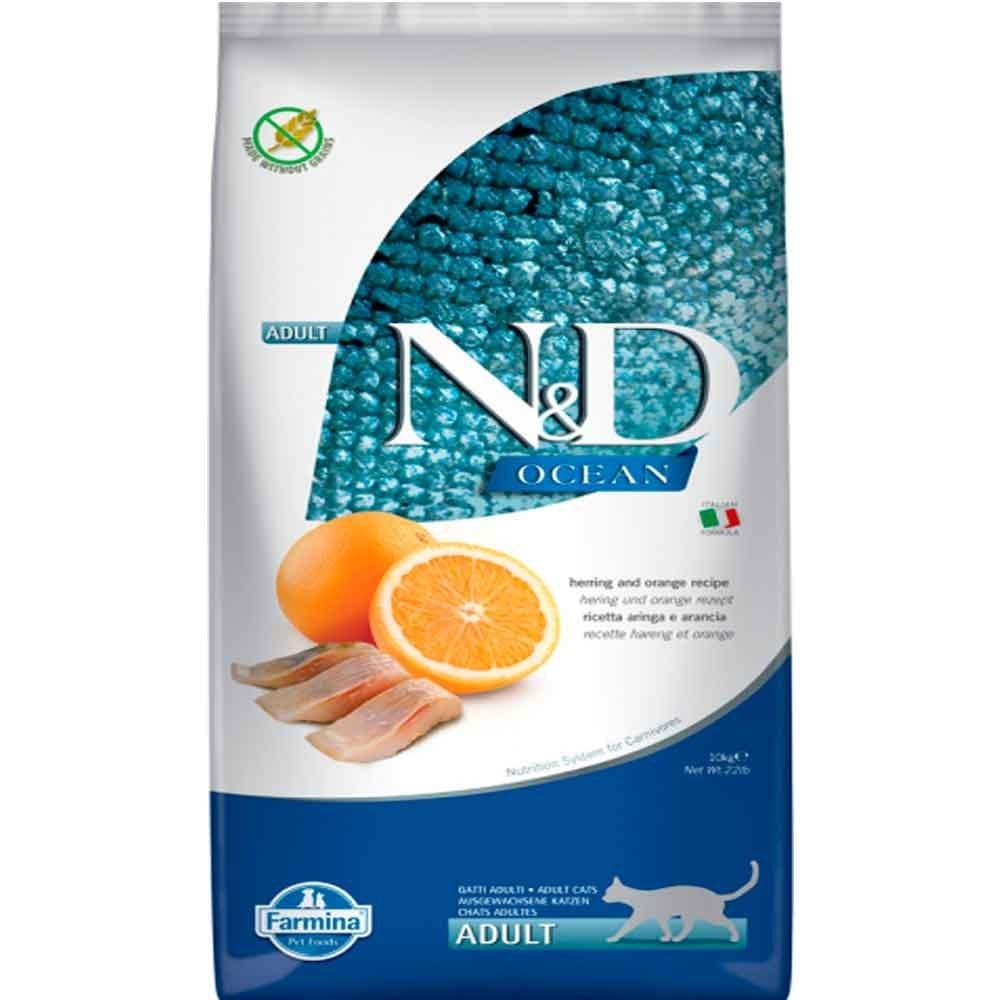 ND Ocean Ringa Balıklı ve Portakallı Tahılsız Yetişkin Kedi Maması 10 kg