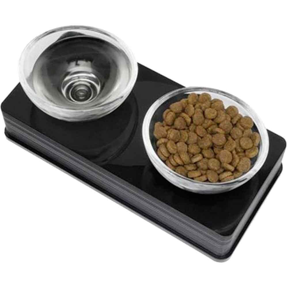 Catit Cam Kaseli Mama Ve Su Kabı 2X200 Ml Siyah
