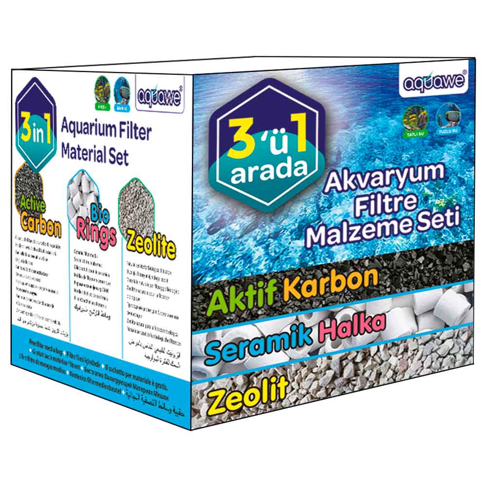 Aquawe Akvaryum Filtre Malzemesi 3’lü Set