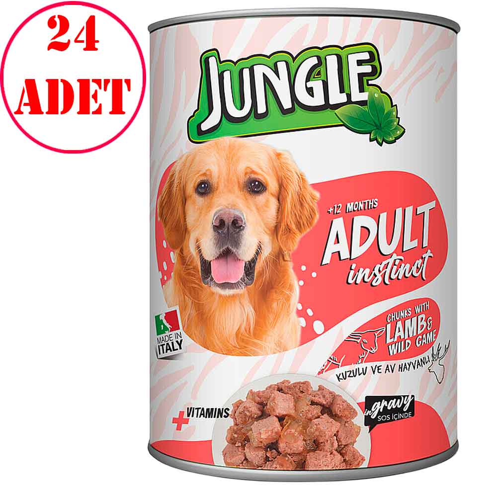 Jungle Köpek Konservesi Kuzu Etli Av Hayvanlı 415 GR 24 AD