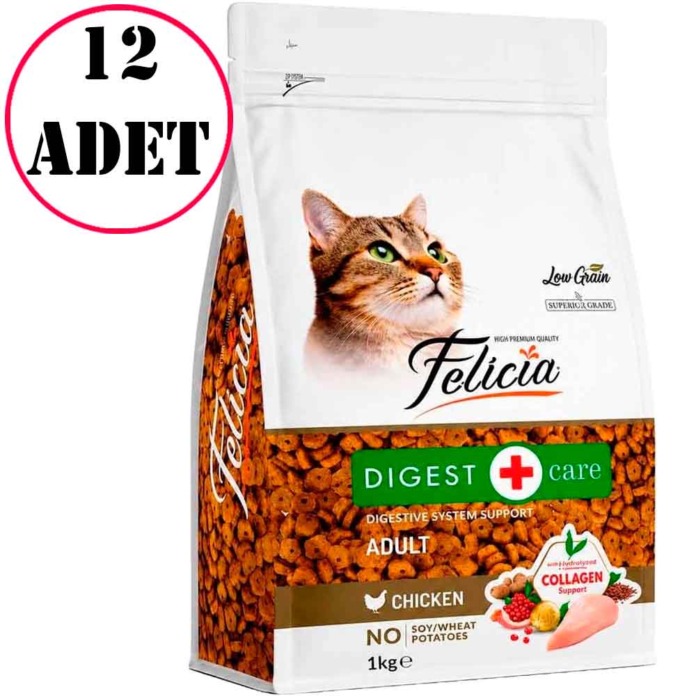 Felicia Kedi Maması Kolajenli Tavuklu Az Tahıllı 1 Kg 12 Ad