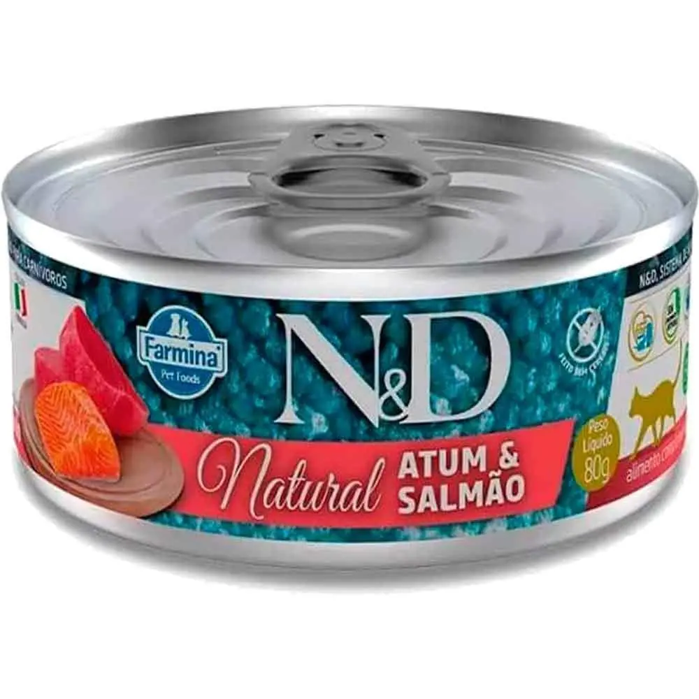 N&D Natural Tuna Ve Somon Balıklı Yetişkin Kedi Konservesi 70 Gr
