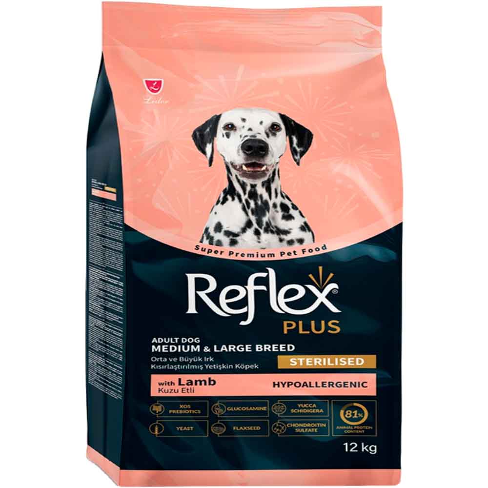 Reflex Plus Kısırlaştırılmış Köpek Maması Kuzu Etli Orta ve Büyük Irk 12 Kg