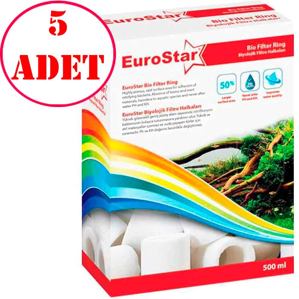 Eurostar Akvaryum Filtre Malzemesi Seramik Halka 500 Ml 5 Adet