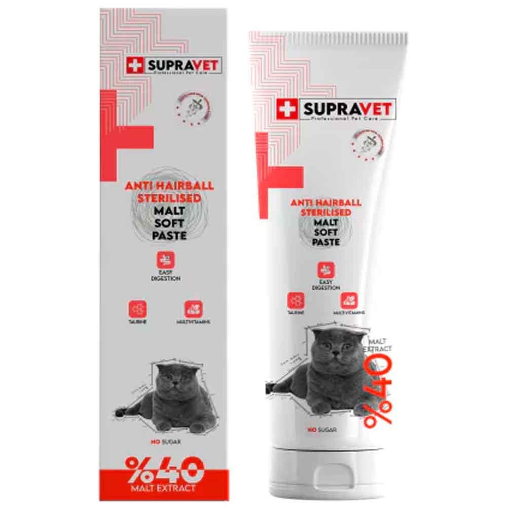 Supravet Kısırlaştırılmış Kediler İçin Multivitaminli Anti Hairball Malt Kedi Macunu 100 gr