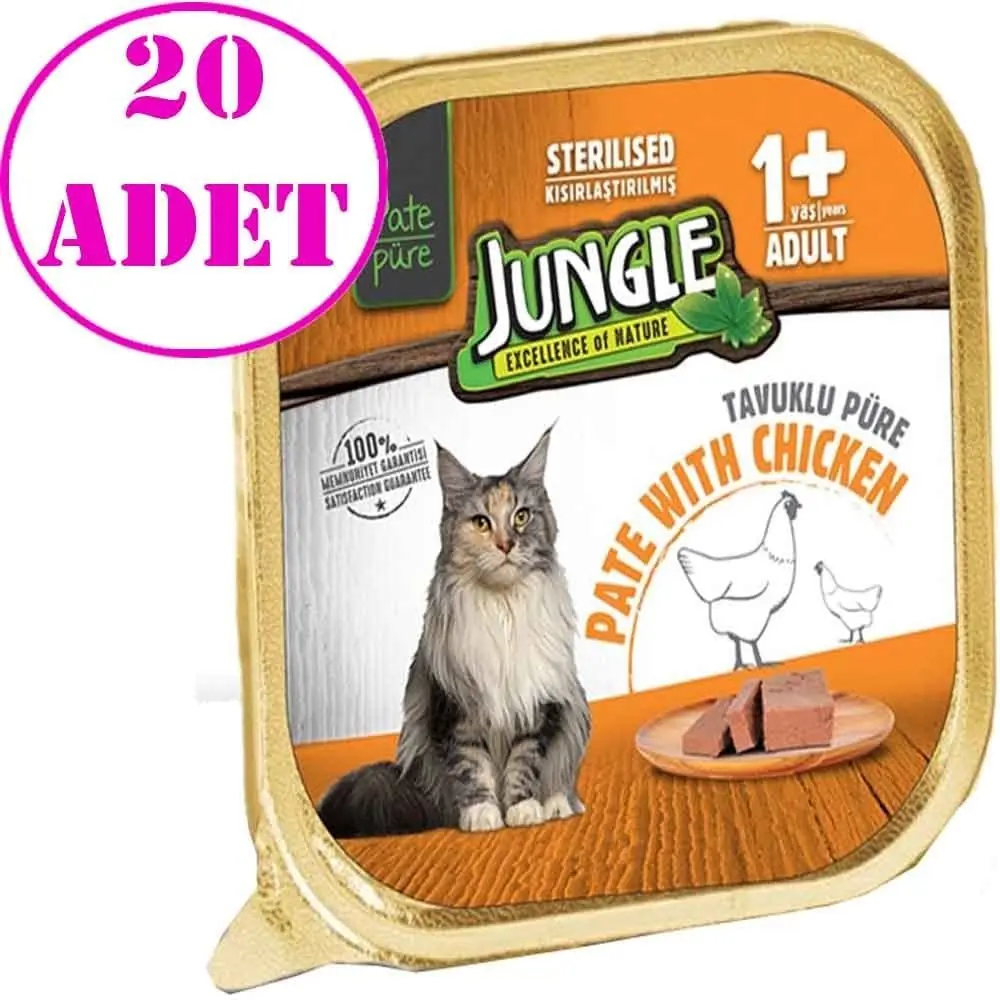 Jungle Kısır Kedi Yaş Maması Tavuklu 100 Gr 20 AD