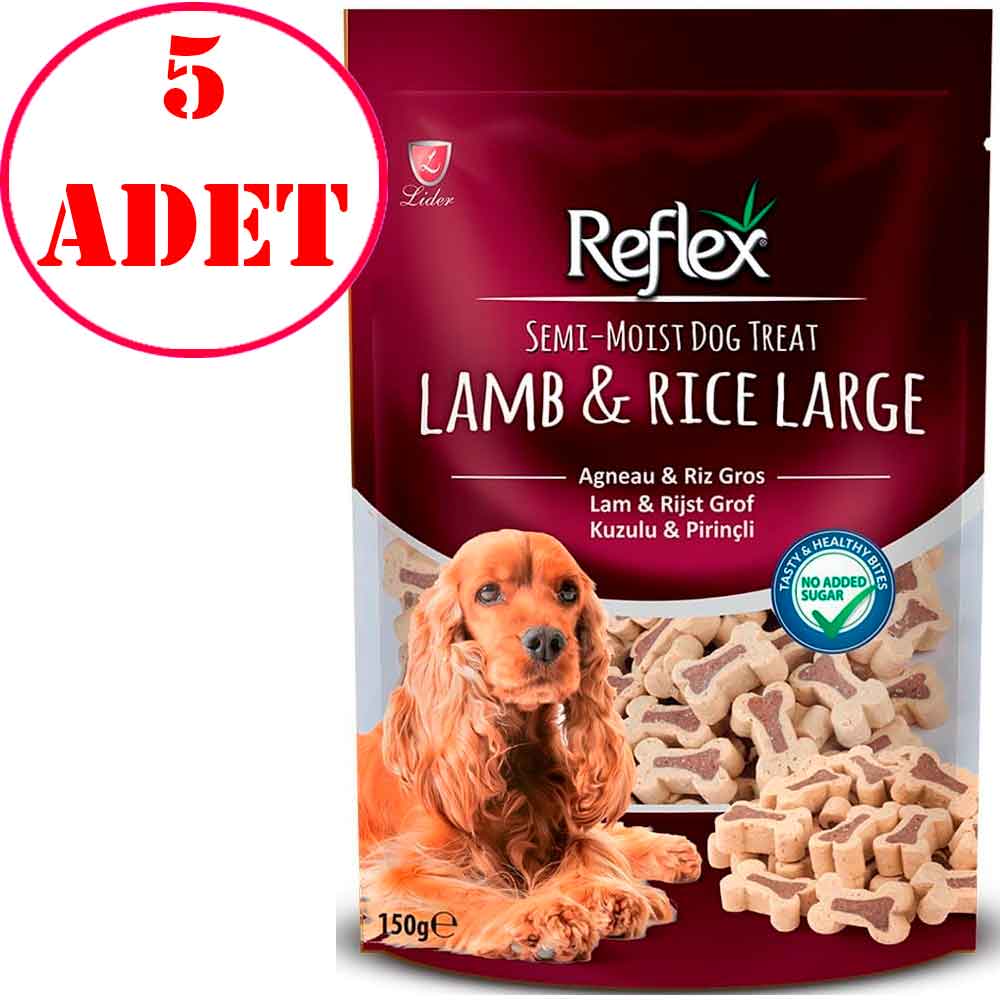 Reflex Kuzulu ve Pirinçli Büyük Kemikler Yumuşak Köpek Ödülü 150 Gr 5 AD