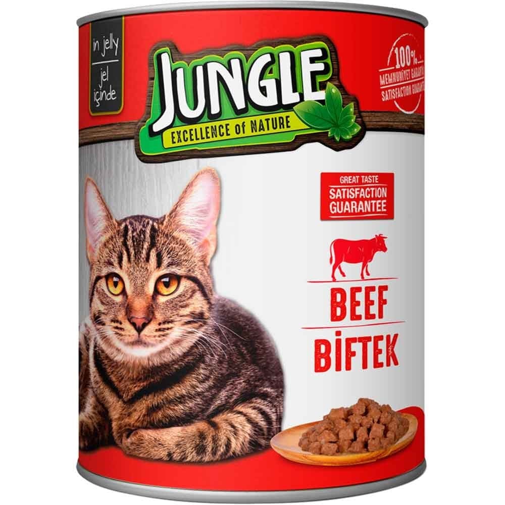 Jungle Kedi Konservesi Biftekli 415 GR