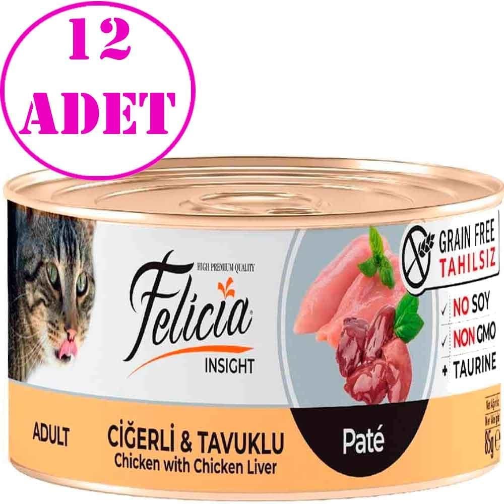 Felicia Tahılsız Ciğerli Tavuklu Kıyılmış Yaş Kedi Maması 85 Gr 12 AD