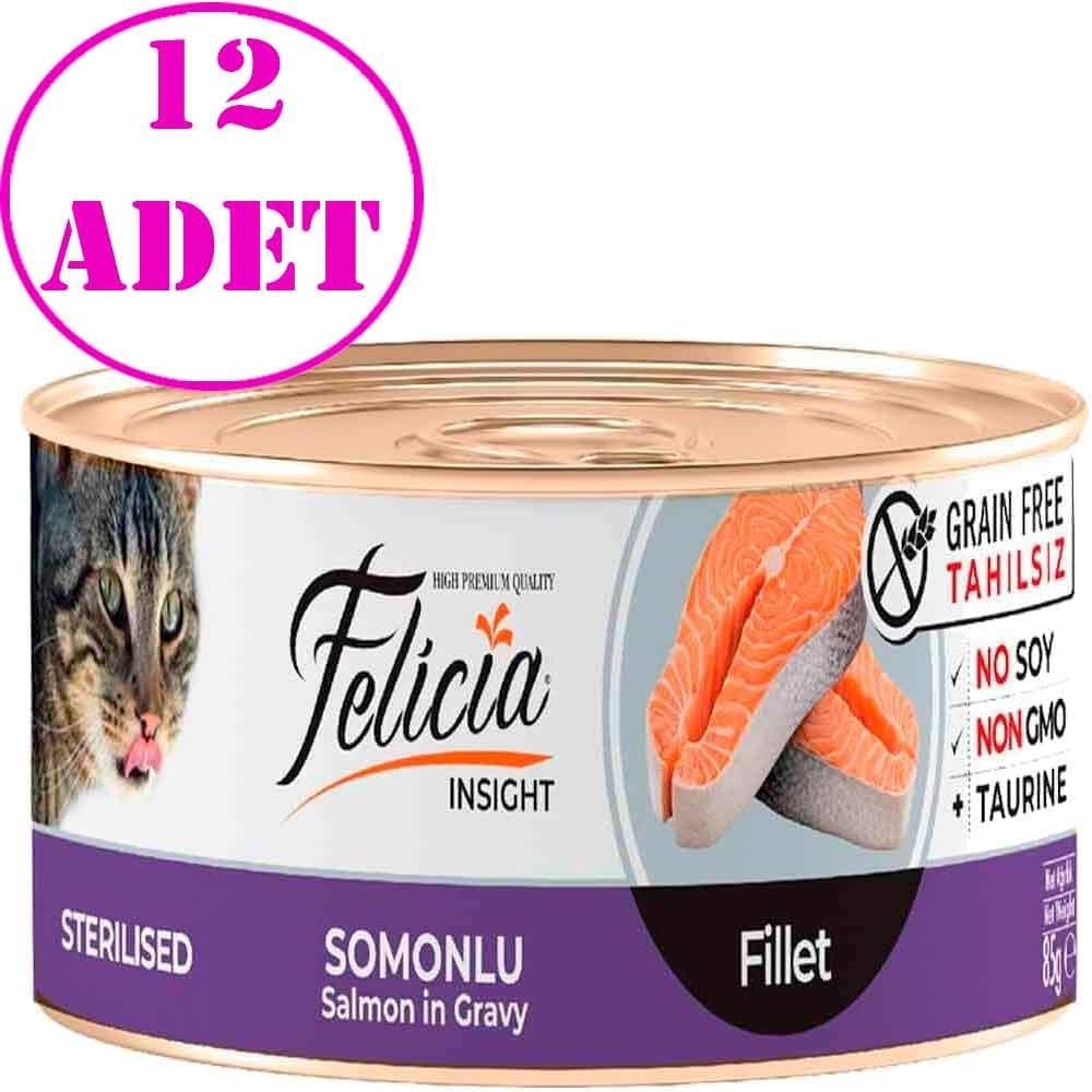 Felicia Tahılsız Sterilised Somon Filetolu Yaş Kedi Maması 85 Gr 12 AD