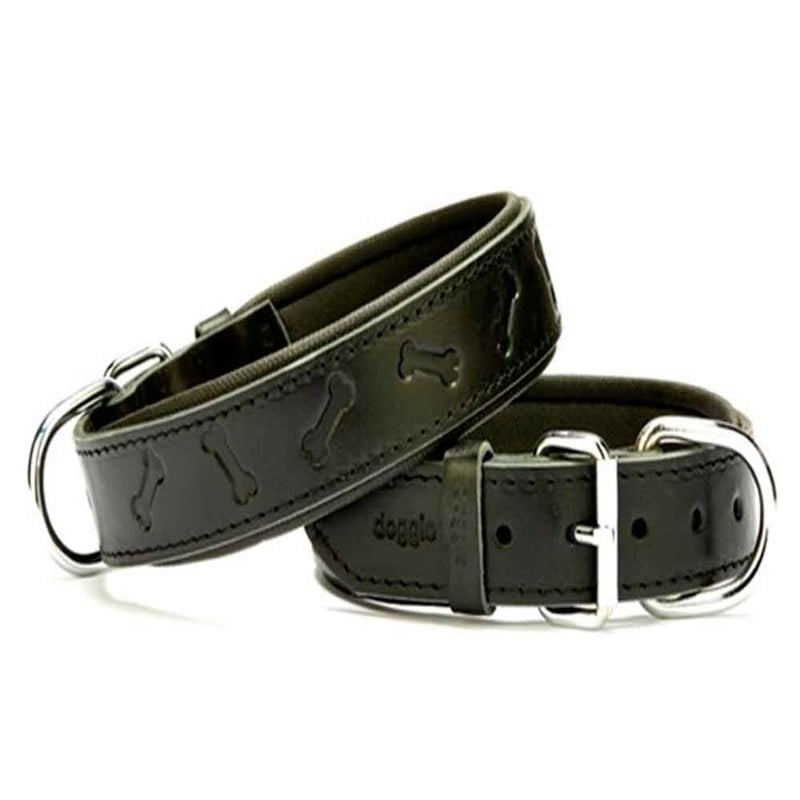 Doggie Comfort Kemik Desenli Deri Boyun Tasması Siyah SBT-3535
