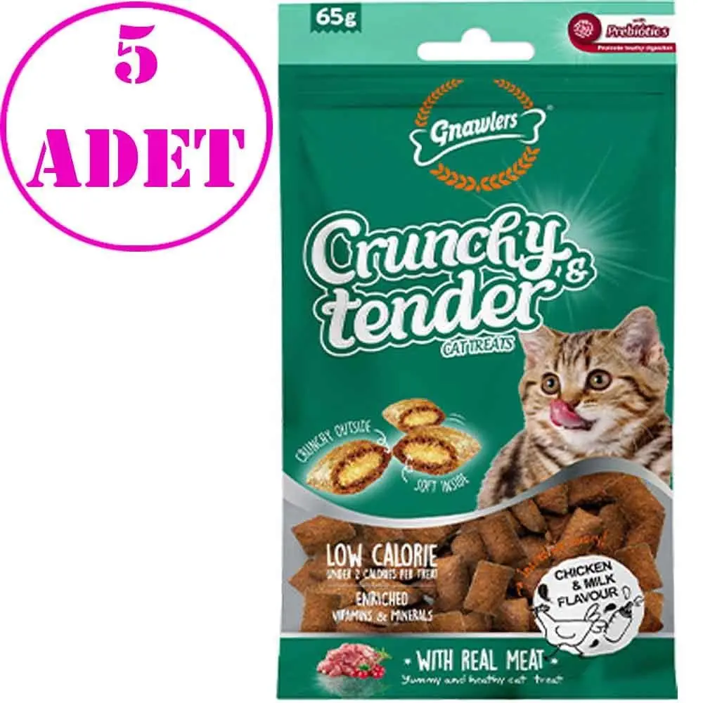 Gnawlers Kedi Ödülü Crunchy & Tender Tavuklu ve Sütlü 65 Gr 5 AD