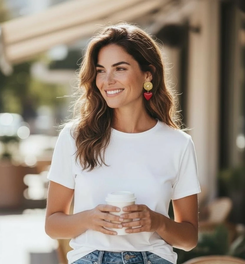 Scarlet Love Kırmızı Murano Kalp Detaylı Küpe 