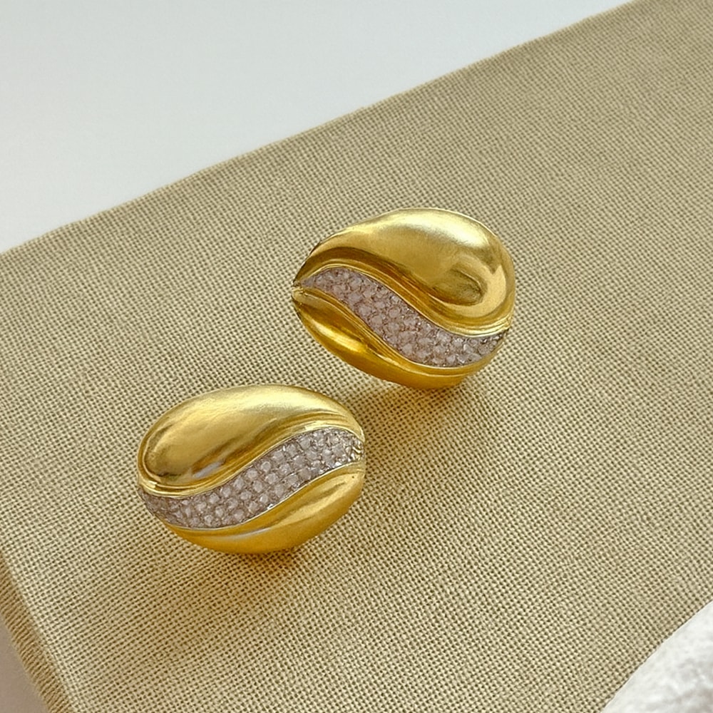 Velin Gold Zirkon Taşlı Küpe