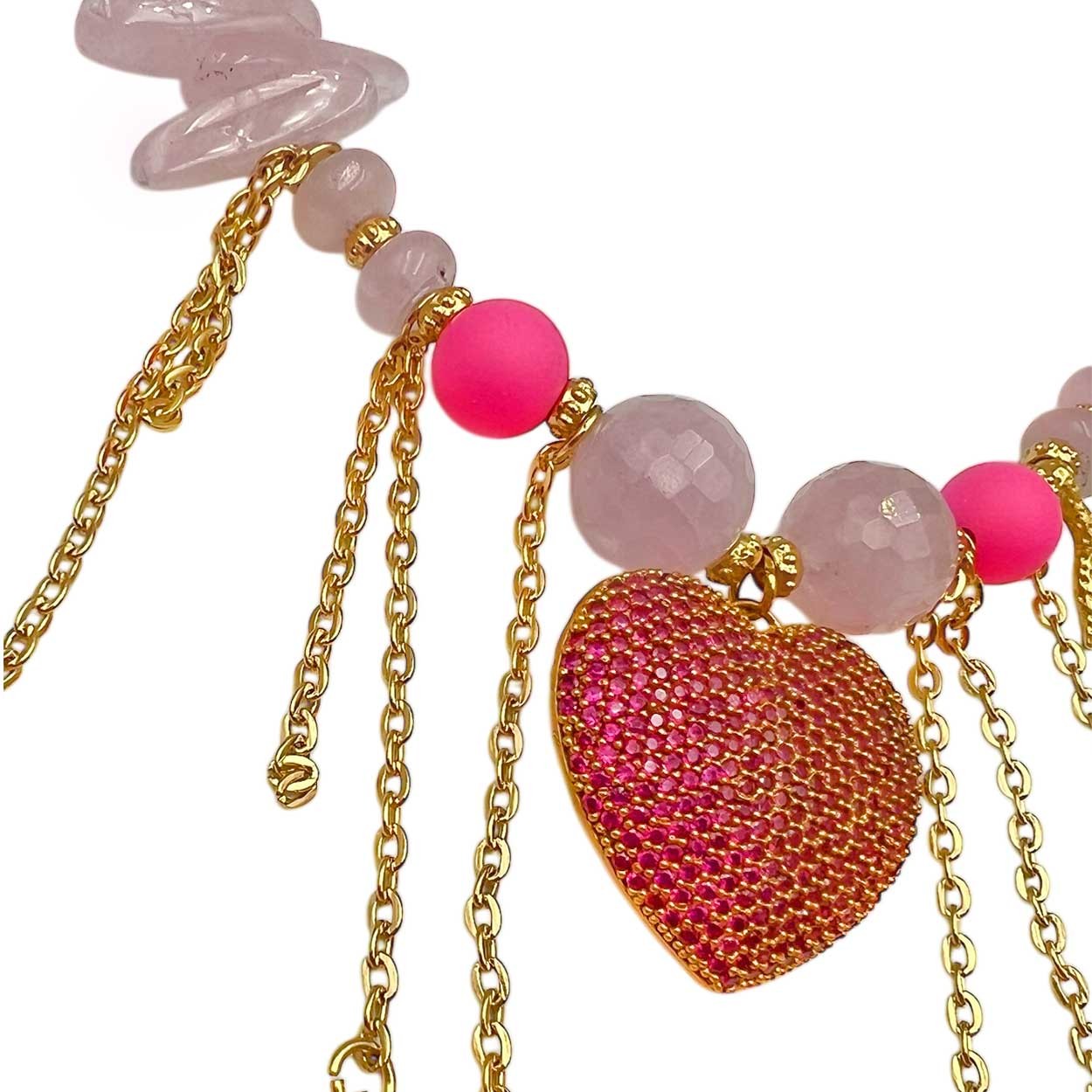 Cherie Pembe Kuvars Charm Kolye