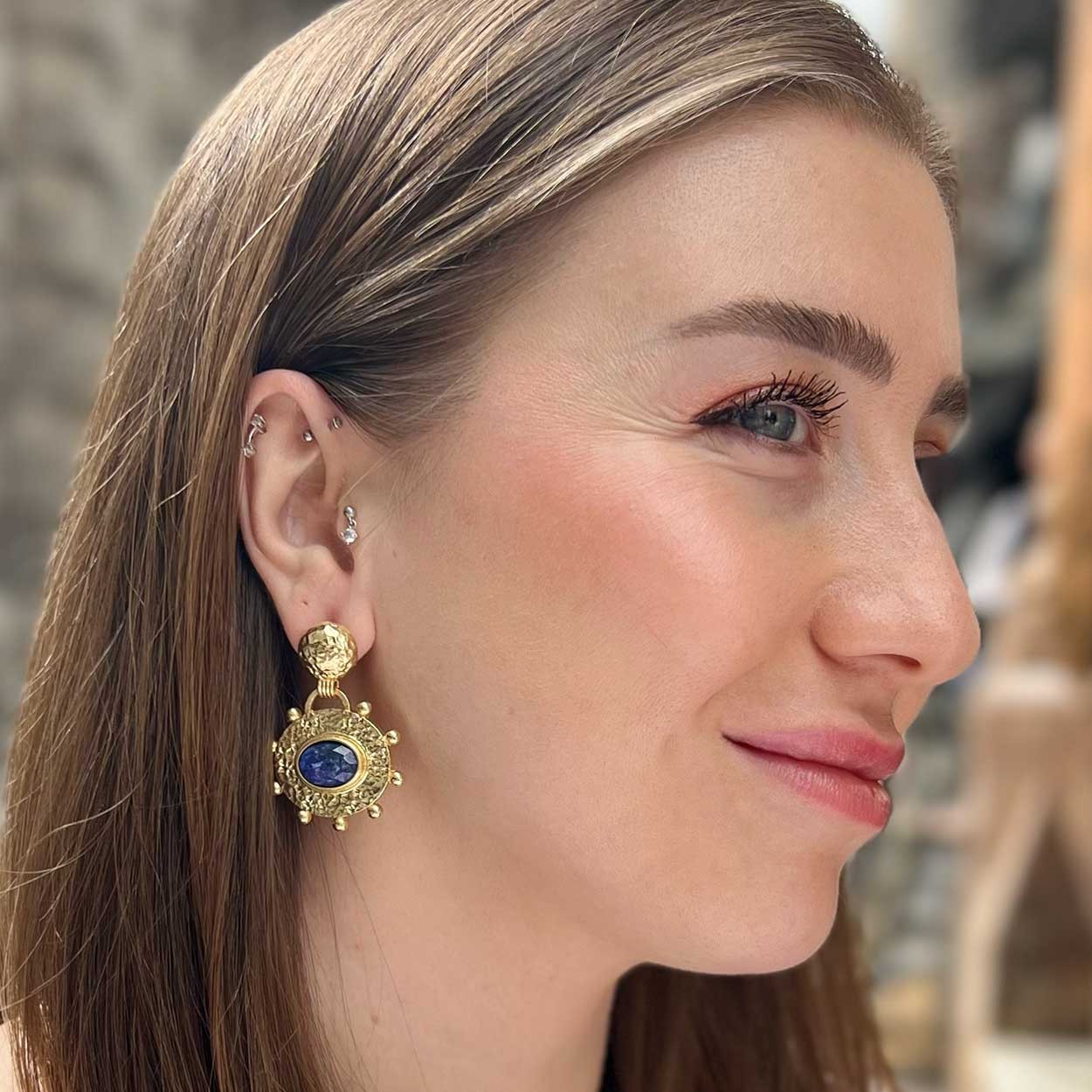 Joia Doğal Taş Gold Küpe