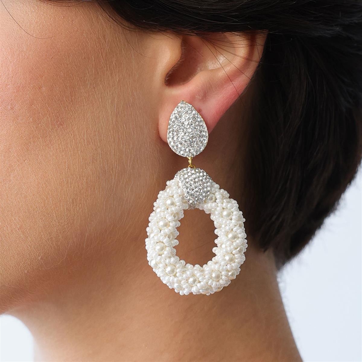 Pearly  El Yapımı Küpe İnci Örgü Küpe