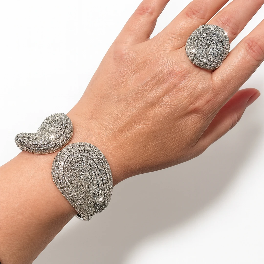 Shine White Bilezik ve Yüzük Zirkon Set