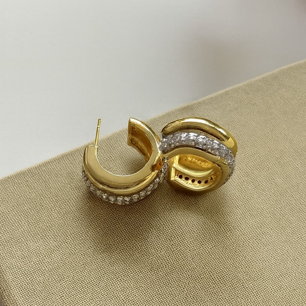 Evia Gold Zirkon Taşlı Küpe