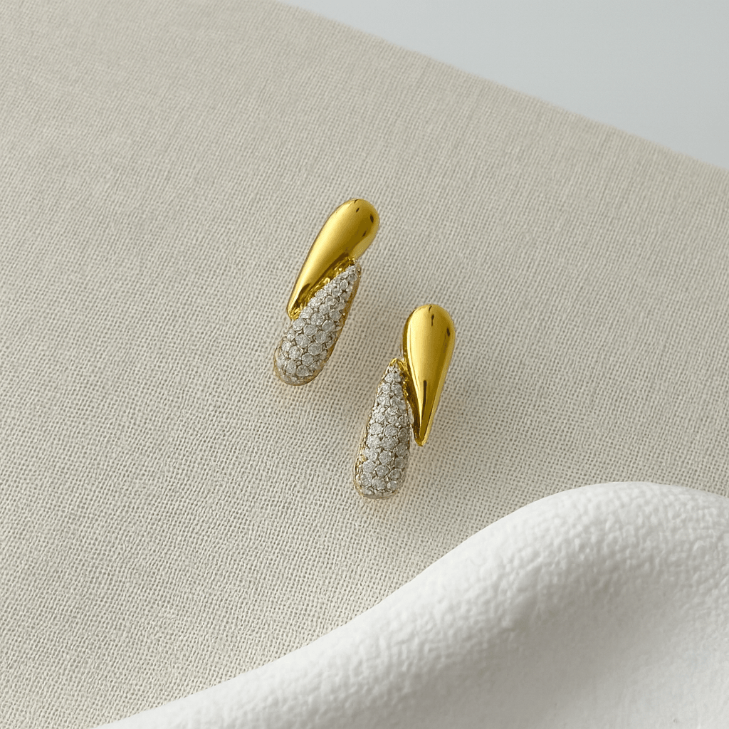 Knot Gold Zirkon Taşlı Küpe