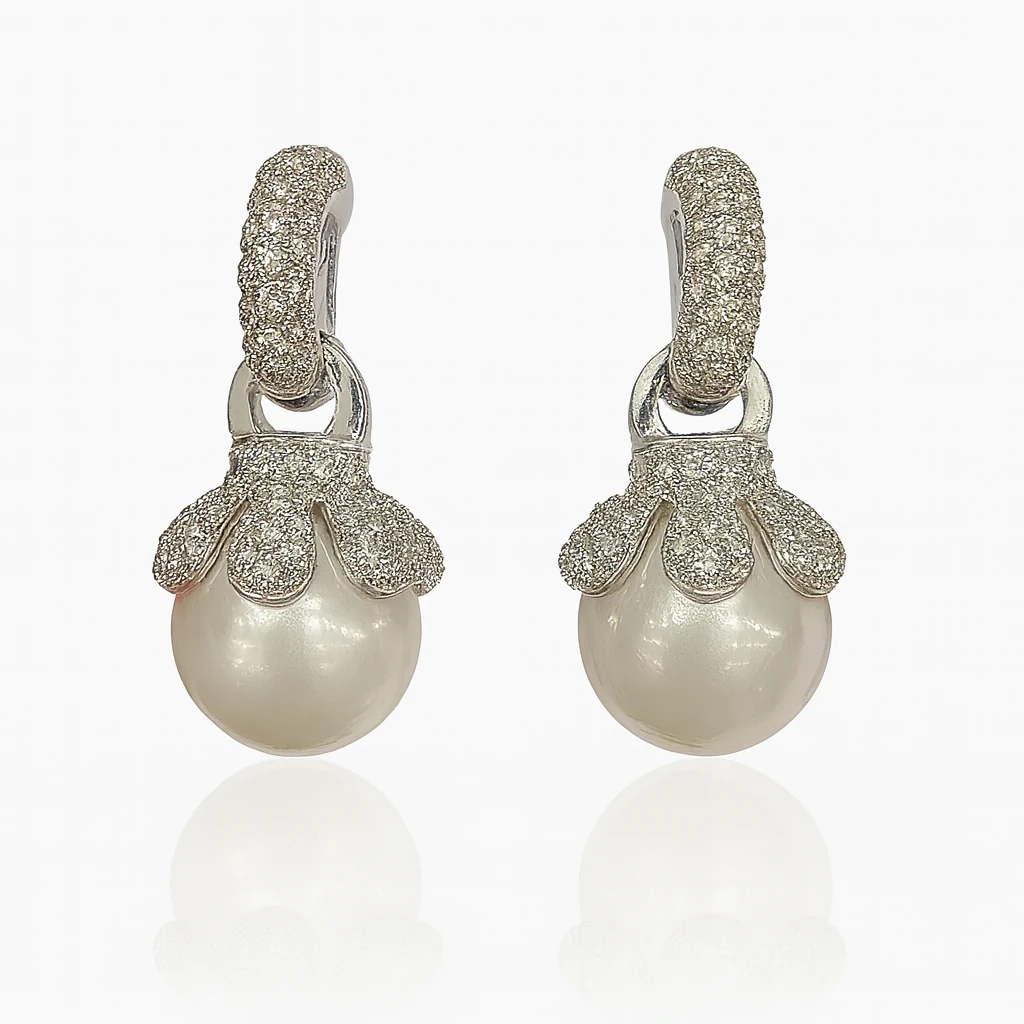 Oravina Mayorka İnci Gümüş Kaplama Zirkon Küpe