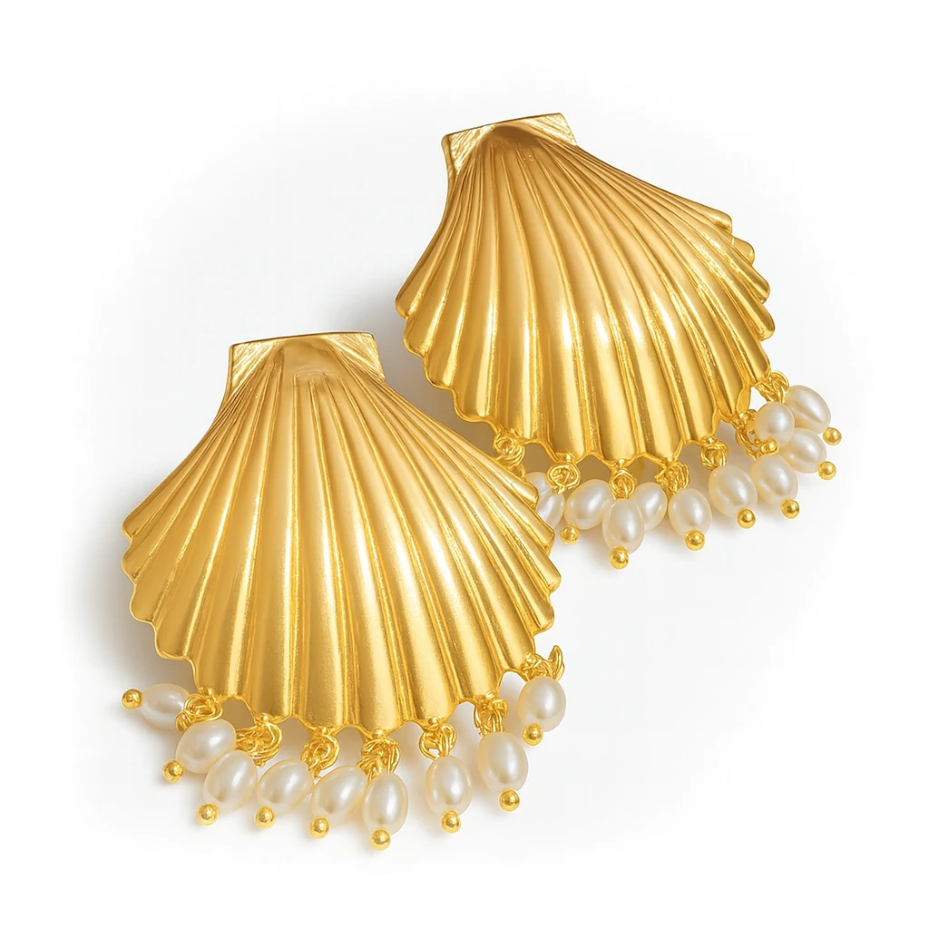 Luravella Doğal İncili İstiridye Küpe