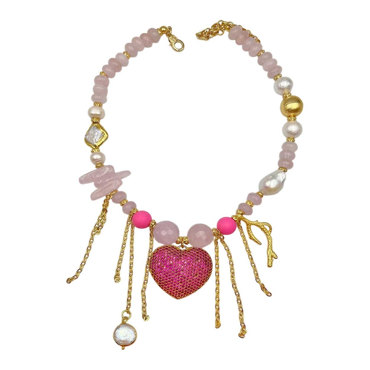 Cherie Pembe Kuvars Charm Kolye