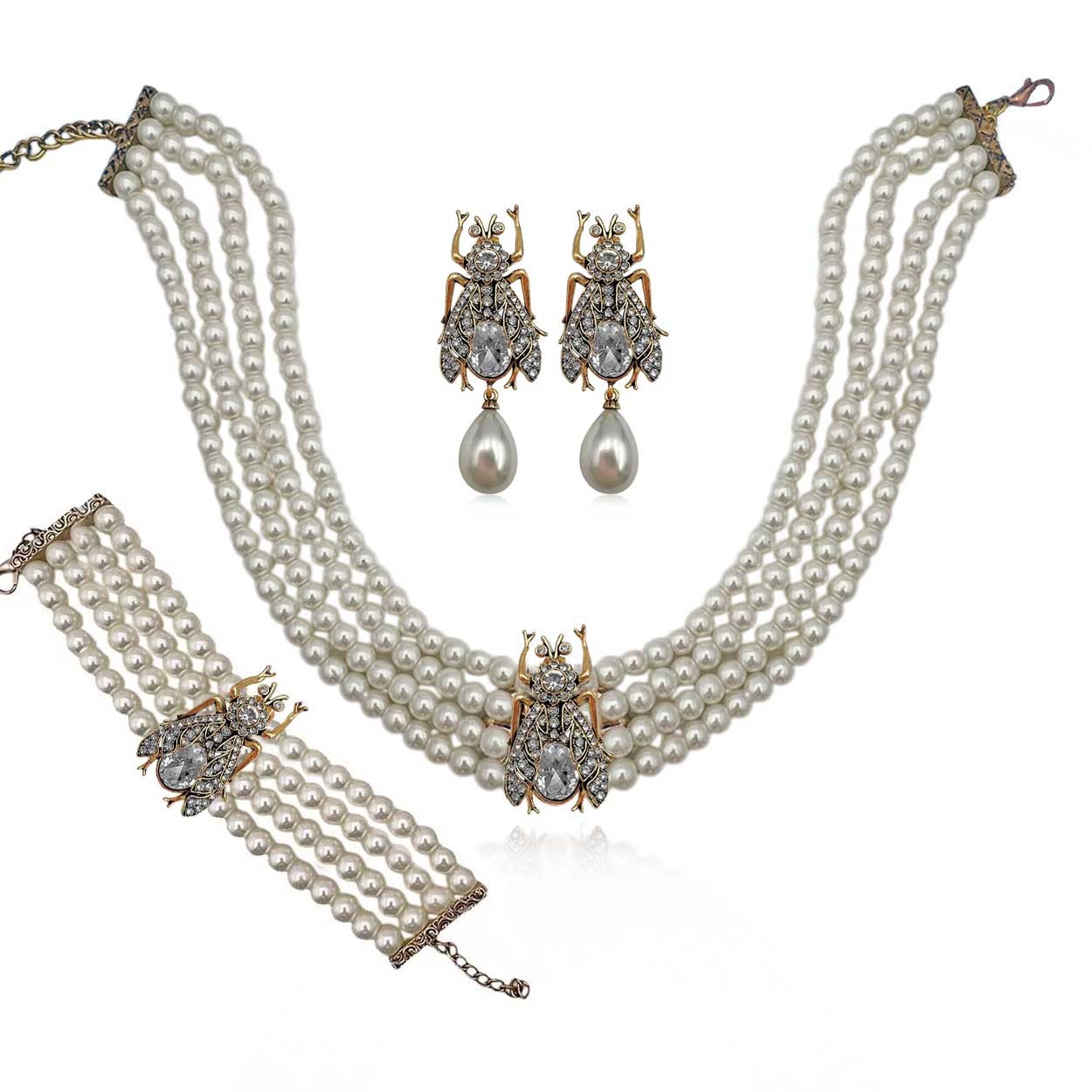 Mellifera İncili Zirkon Set