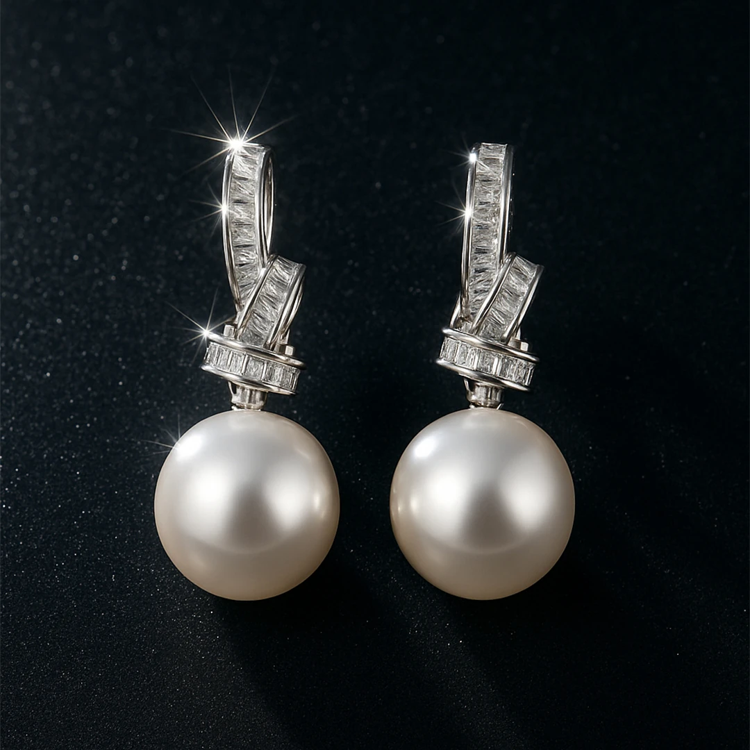 Node Mayorka İnci Gümüş Kaplama Zirkon Küpe