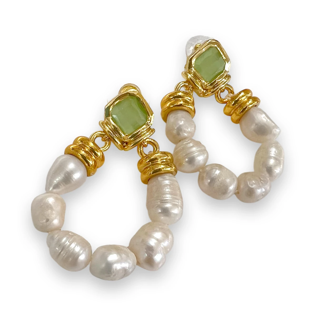 Malorissa Doğal İncili ve Doğal Kedi Gözü Küpe