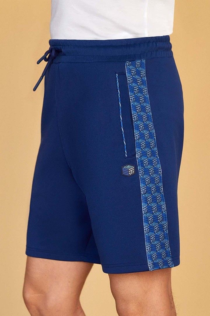 İkonik Monogram Ve Kübik Detaylı Relaxed Fit Şort - Lacivert