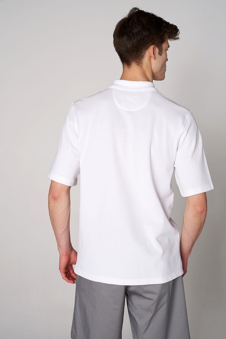 Polo Yaka Düğmeli Oversize Erkek Pamuk T-shirt