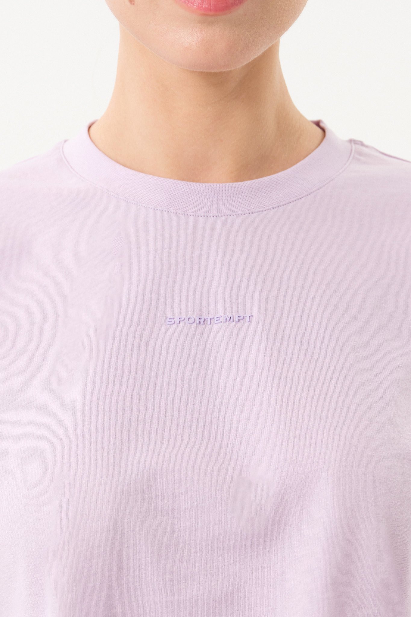 Bisiklet Yaka Kadın Crop T-Shirt - LİLA