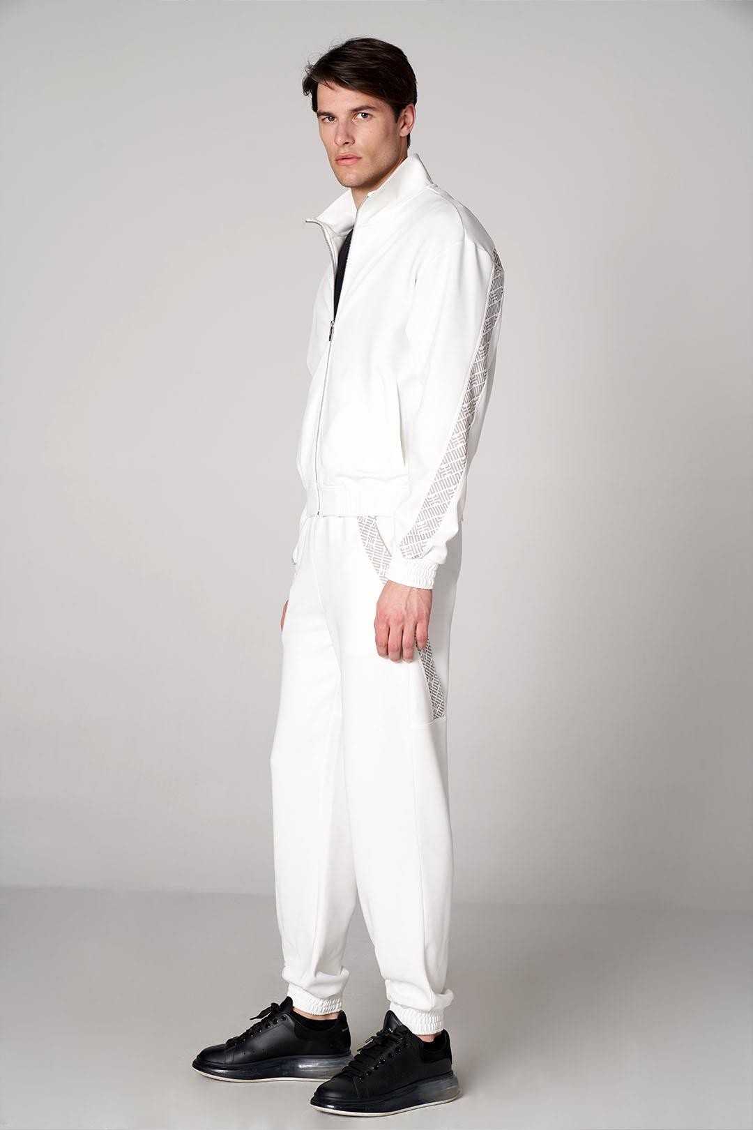 Oversized Sweatpants with Monogram Details - White