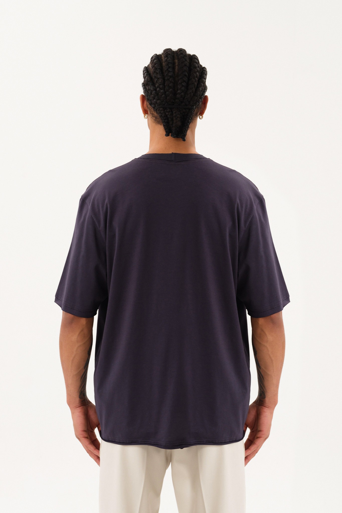 Eskitme Detaylı Erkek Oversize Bisiklet Yaka T-Shirt - Antrasit