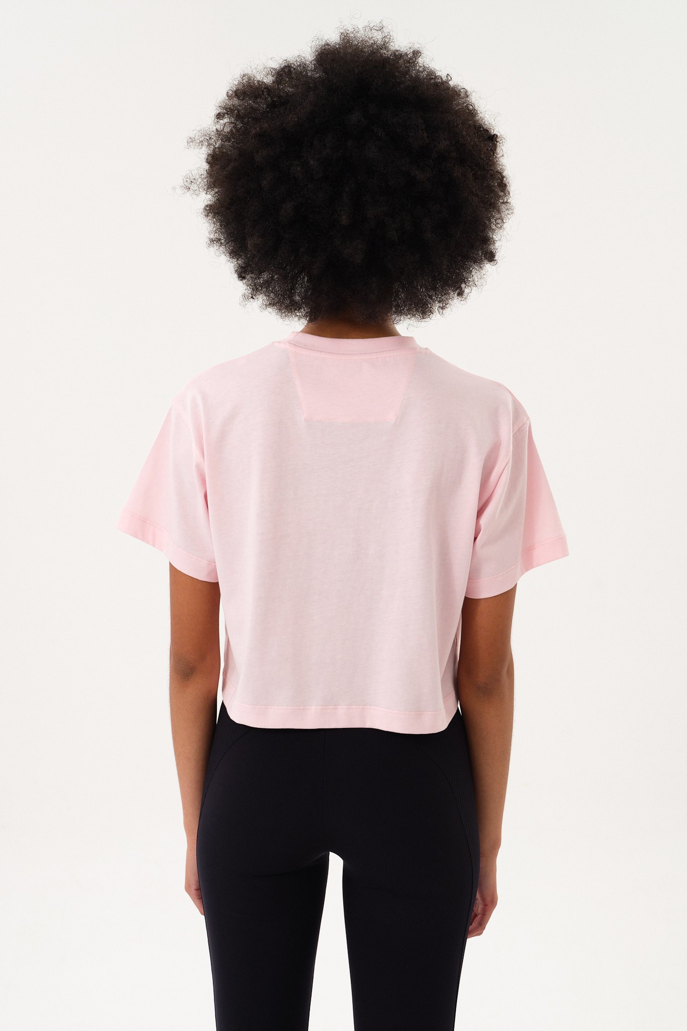 Bisiklet Yaka Kadın Crop T-Shirt - Pembe