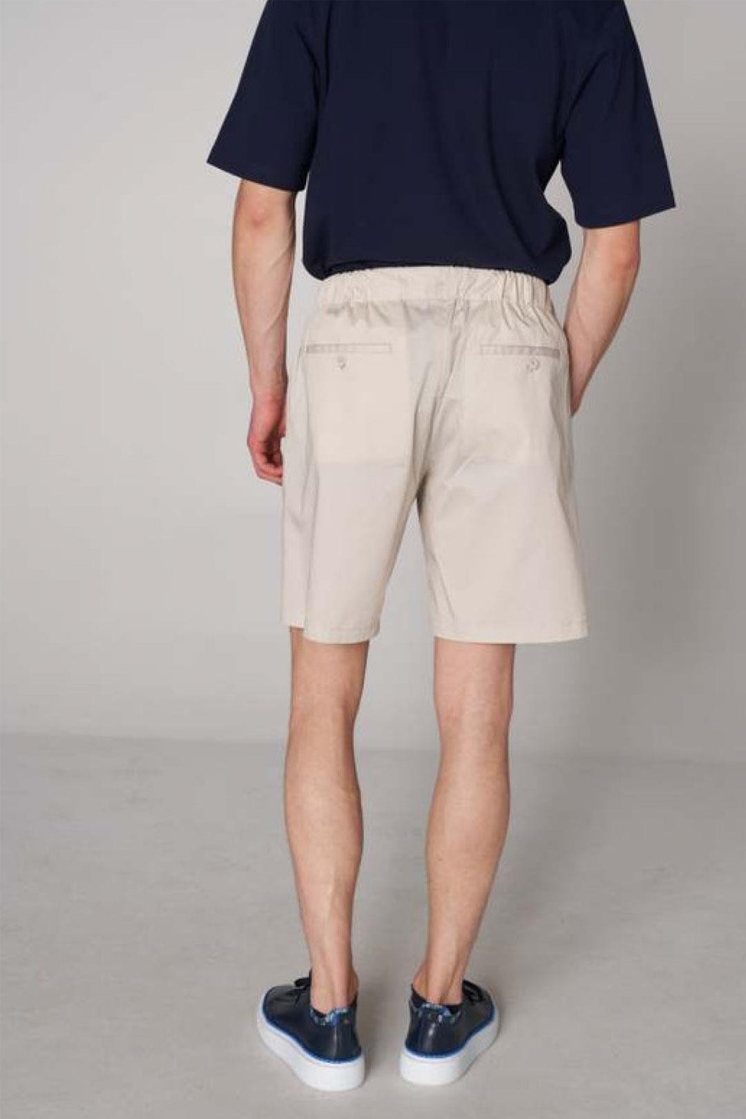 Woven Shorts with Belt Monogram Detail - Beige
