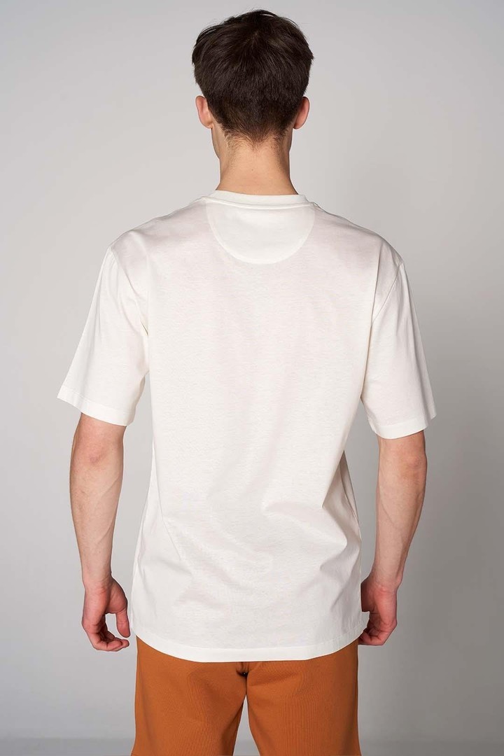 Ön Sportempt Nakış Detaylı Oversized Tişört - Ekru
