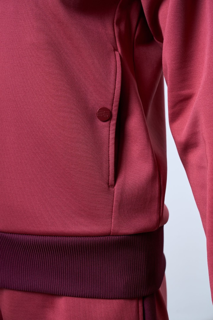Women's Stand Collar Cardigan with Knit Stripe Details
