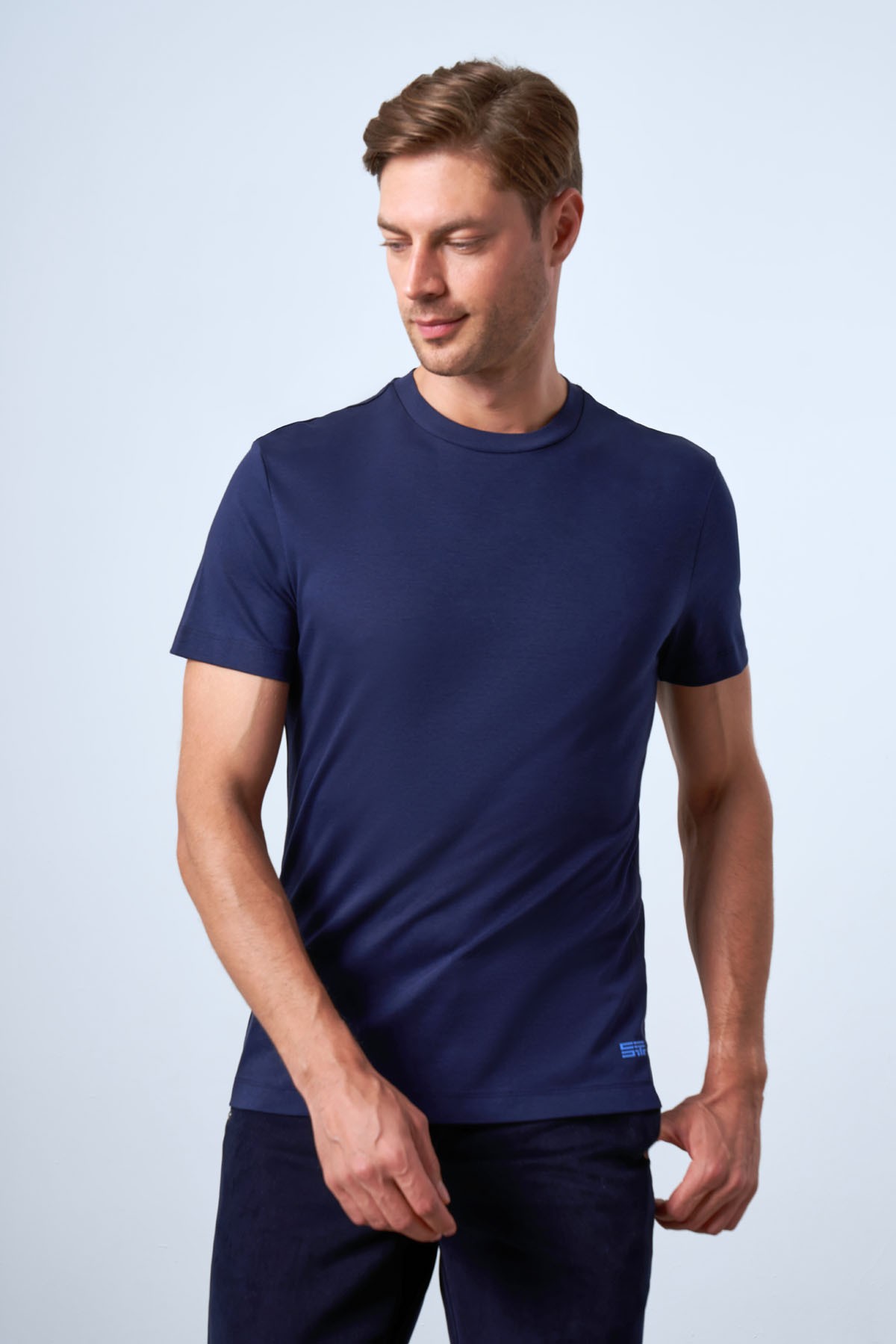 Men's Slim Fit Crew Neck T-Shirt - Navy Blue