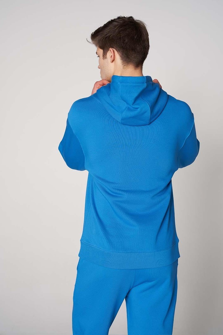 Ön Sportempt Nakış Detaylı Oversized Kapüşonlu Sweatshirt - Turkuaz