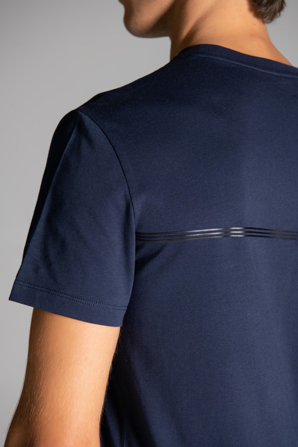 Deri Baskı Detaylı T-Shirt - Navy Blue