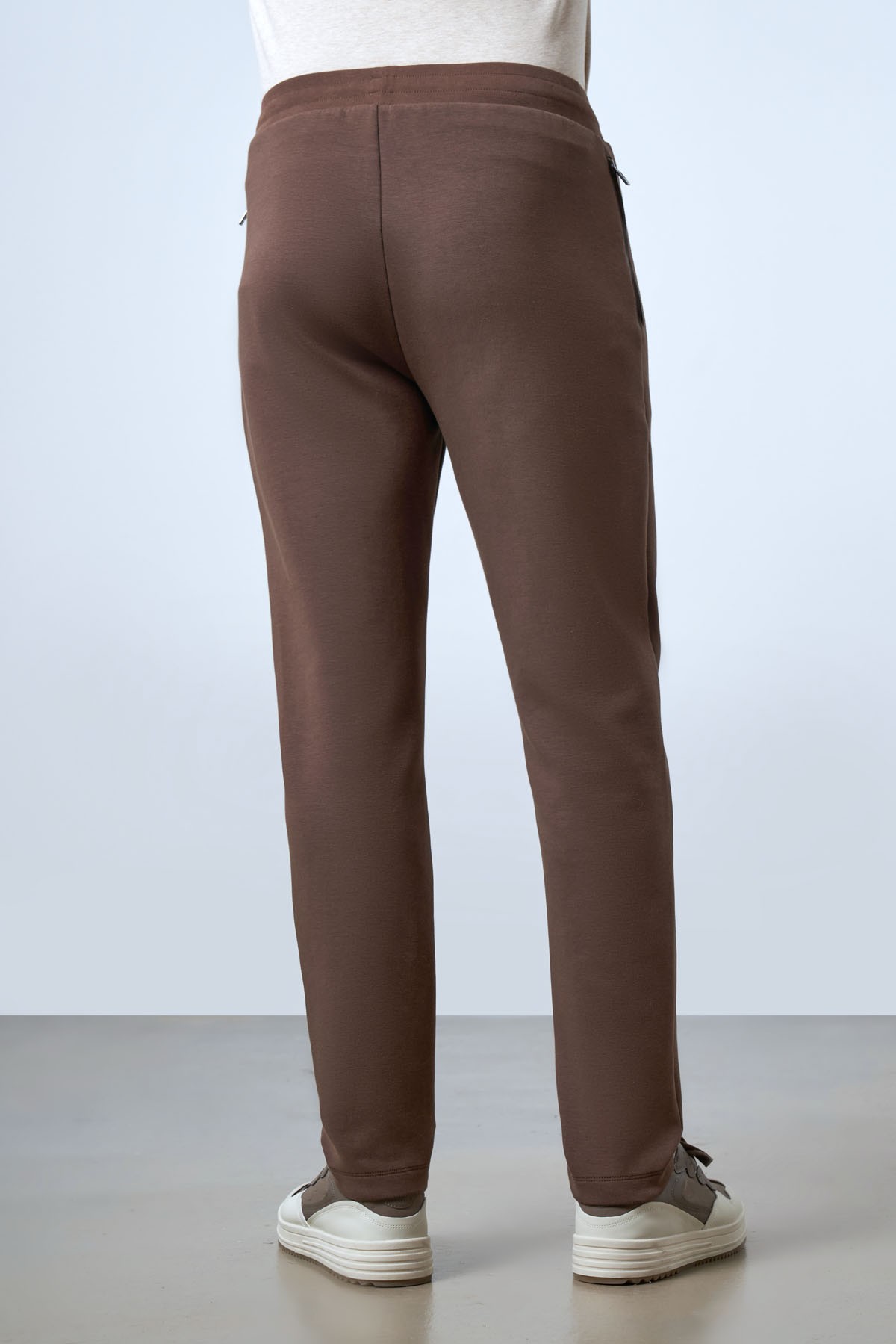 Men's Zip-Up Pocketed Sweatpants - Brown