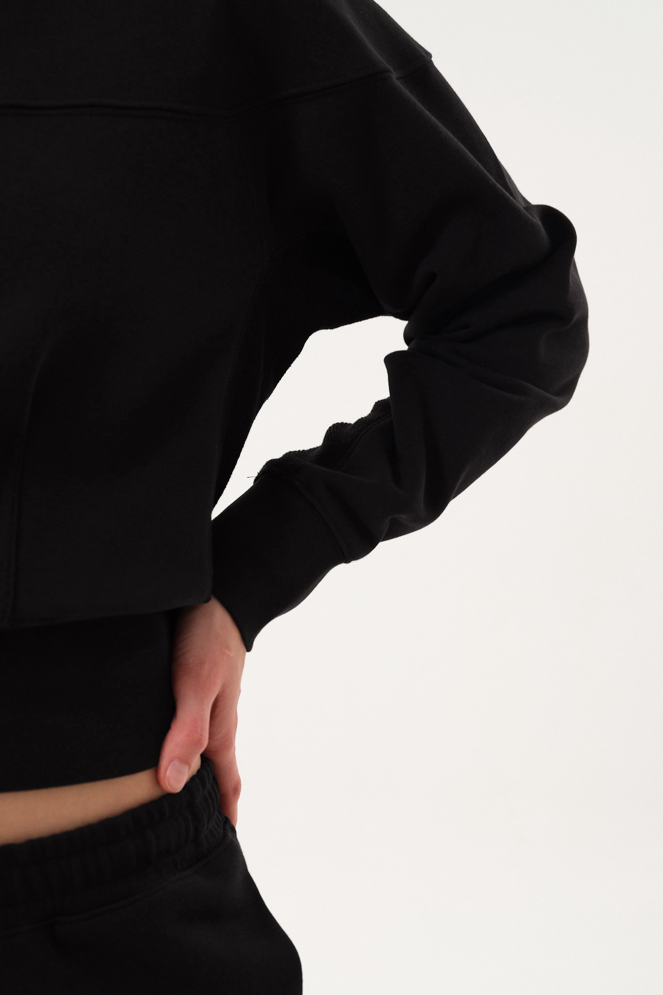 Crop Kadın Hoodie - Siyah